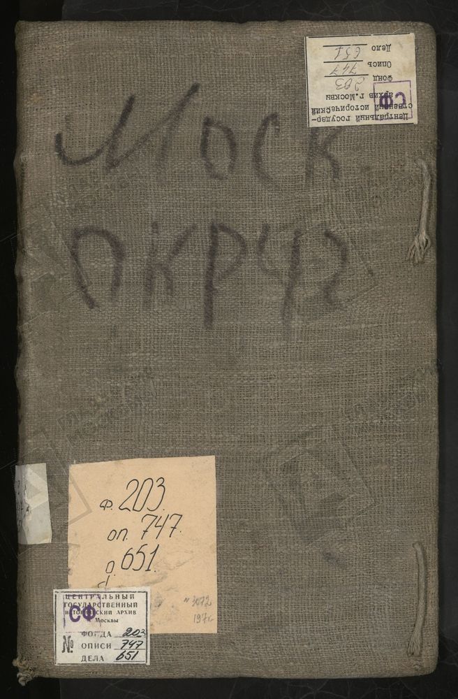 Исповедные ведомости, Московская губерния, Церкви Загородской десятины Московского уезда – Титульная страница единицы хранения