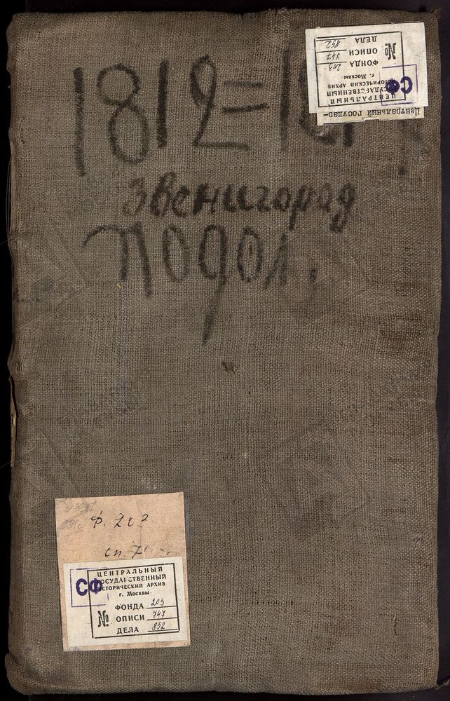 Исповедные ведомости, Московская губерния, Церкви Звенигородской округи. Церкви Подольской округи – Титульная страница единицы хранения