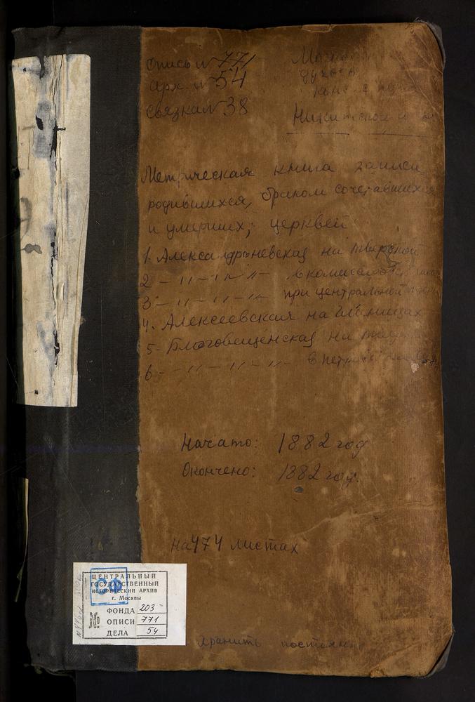 МЕТРИЧЕСКИЕ КНИГИ, МОСКВА, НИКИТСКИЙ СОРОК, ЦЕРКОВЬ СВ. АЛЕКСАНДРА НЕВСКОГО В КОМИССАРОВСКОМ ТЕХНИЧЕСКОМ УЧИЛИЩЕ. ЦЕРКОВЬ СВ. АЛЕКСАНДРА НЕВСКОГО В ПЕРЕСЫЛЬНОЙ ТЮРЬМЕ. ЦЕРКОВЬ СВ. АЛЕКСАНДРА НЕВСКОГО В ТВЕРСКОМ КАЗЕННОМ ДОМЕ. ЦЕРКОВЬ СВ....