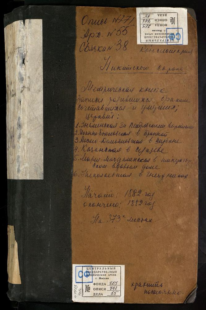 МЕТРИЧЕСКИЕ КНИГИ, МОСКВА, НИКИТСКИЙ СОРОК, ЦЕРКОВЬ ЗНАМЕНСКАЯ ЗА ПЕТРОВСКИМИ ВОРОТАМИ. ЦЕРКОВЬ СВ. ИОАННА БОГОСЛОВА В БРОННОЙ. ЦЕРКОВЬ КАЗАНСКОЙ БМ В СУЩЕВЕ. ЦЕРКОВЬ СВ. КОСМЫ И ДАМИАНА В ШУБИНЕ. ЦЕРКОВЬ СВ. МАРИИ МАГДАЛИНЫ ВО ВДОВЬЕМ ДОМЕ....