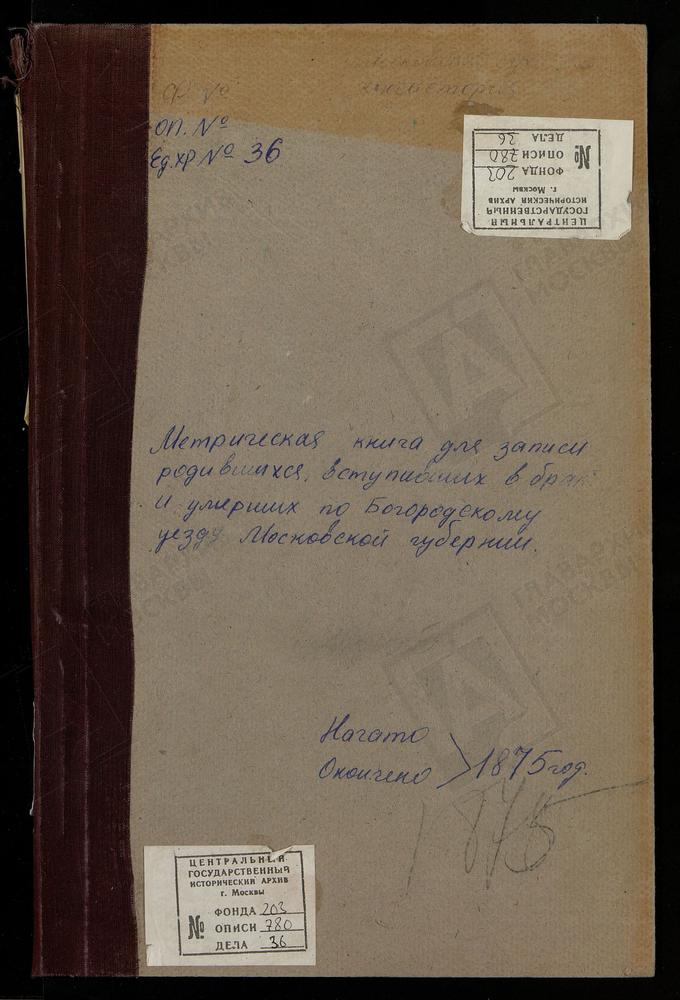 МЕТРИЧЕСКИЕ КНИГИ, МОСКОВСКАЯ ГУБЕРНИЯ, БОГОРОДСКИЙ УЕЗД, НИКОЛЬСКОЕ-ЗДЕХОВО СЕЛО, СВ. НИКОЛАЯ ЧУДОТВОРЦА ЦЕРКОВЬ. НИКОЛЬСКОЕ-ПОЛТЕВО СЕЛО, СВ. НИКОЛАЯ ЧУДОТВОРЦА ЦЕРКОВЬ. ОБРАЗЦОВО СЕЛО, РОЖДЕСТВА БОГОРОДИЦЫ ЦЕРКОВЬ. ПАВЛОВСКИЙ ПОСАД Г.,...