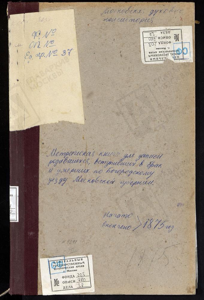 МЕТРИЧЕСКИЕ КНИГИ, МОСКОВСКАЯ ГУБЕРНИЯ, БОГОРОДСКИЙ УЕЗД, ПОГОСТ ПРУЖКИ, СВ. НИКОЛАЯ ЧУДОТВОРЦА ЦЕРКОВЬ. РОДИНКИ СЕЛО, ВОСКРЕСЕНСКАЯ ЦЕРКОВЬ. ТРОИЦКОЕ-РЯЗАНЦЕВО СЕЛО, ТРОИЦКАЯ ЦЕРКОВЬ. САВВИНО СЕЛО, ПРЕОБРАЖЕНСКАЯ ЦЕРКОВЬ. ПОГОСТ ПРИ...