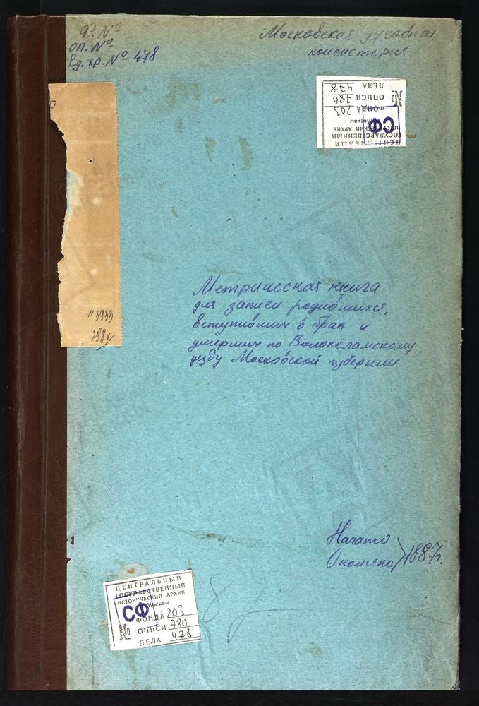 МЕТРИЧЕСКИЕ КНИГИ, МОСКОВСКАЯ ГУБЕРНИЯ, ВОЛОКОЛАМСКИЙ УЕЗД, ЯРОПОЛЕЦ СЕЛО, СВ. ИОАННА ПРЕДТЕЧИ ЦЕРКОВЬ. ЯЗВИЩИ СЕЛО, ТРОИЦКАЯ ЦЕРКОВЬ. ФЕДОРОВСКОЕ СЕЛО, СКОРБЯЩЕНСКОЙ БМ ЦЕРКОВЬ. ЛОТОШИНО СЕЛО, ПРЕОБРАЖЕНСКАЯ ЦЕРКОВЬ (ТВЕРСКАЯ ГУБ.)...