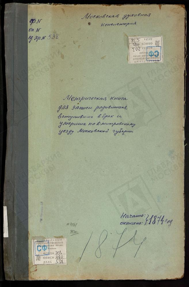 МЕТРИЧЕСКИЕ КНИГИ, МОСКОВСКАЯ ГУБЕРНИЯ, ДМИТРОВСКИЙ УЕЗД, ГОРКИ СЕЛО, СВ. НИКОЛАЯ ЧУДОТВОРЦА ЦЕРКОВЬ. ГАРИ СЕЛО, ПРЕОБРАЖЕНСКАЯ ЦЕРКОВЬ. ГОРОДОК СЕЛО, ПРЕОБРАЖЕНСКАЯ ЦЕРКОВЬ. СЕМЕНОВСКОЕ СЕЛО, ПРЕОБРАЖЕНСКАЯ ЦЕРКОВЬ. СПАС-КАМЕНКА СЕЛО,...