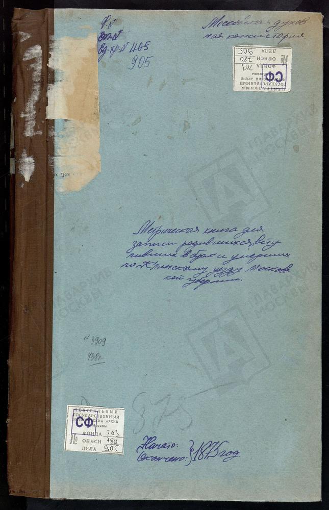 Метрические книги, Московская губерния, Клинский уезд, Село Дорошево, церковь Преображенская. Погост Дмитриевский что в Кругу, церковь Крестовоздвиженская. Погост Дмитриевский что в селе Донхове, церковь св. Дмитрия Селунского. Село Завидово,...