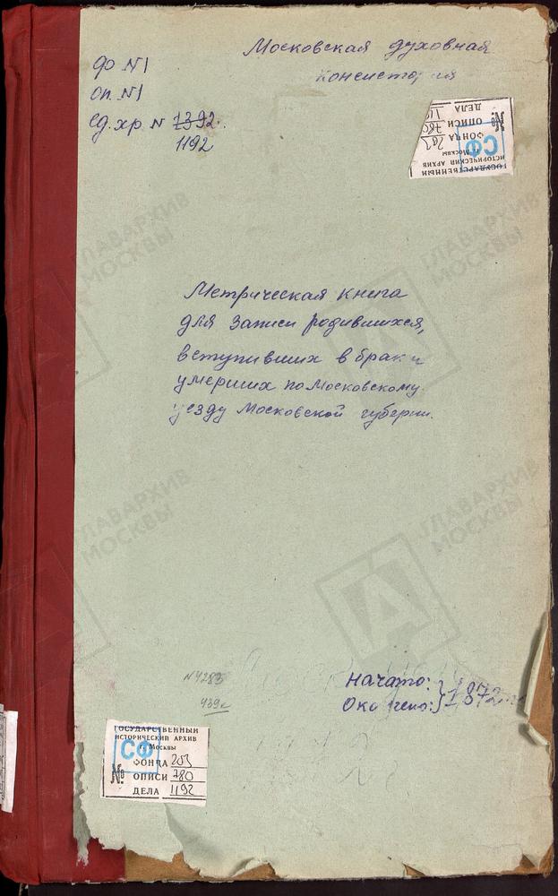 МЕТРИЧЕСКИЕ КНИГИ, МОСКОВСКАЯ ГУБЕРНИЯ, МОСКОВСКИЙ УЕЗД, ВИТЕНЕВО СЕЛО, УСПЕНСКАЯ ЦЕРКОВЬ. ВИНОГРАДОВО СЕЛО, ВЛАДИМИРСКОЙ БМ ЦЕРКОВЬ. ВЛАХЕРНСКОЕ-КУЗЬМИНКИ СЕЛО, ВЛАХЕРНСКОЙ БМ ЦЕРКОВЬ. ВЛАДЫКИНО СЕЛО, РОЖДЕСТВА БОГОРОДИЦЫ ЦЕРКОВЬ. ВОРОНЦОВО...