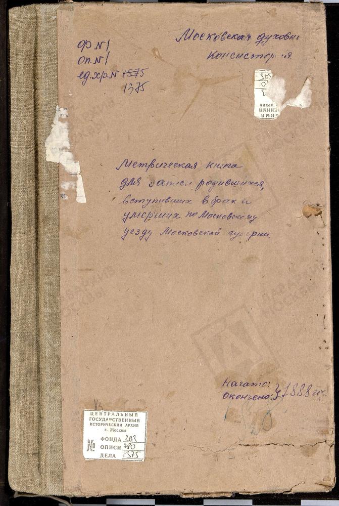 МЕТРИЧЕСКИЕ КНИГИ, МОСКОВСКАЯ ГУБЕРНИЯ, МОСКОВСКИЙ УЕЗД, ВЛАДЫКИНО СЕЛО, РОЖДЕСТВА БОГОРОДИЦЫ ЦЕРКОВЬ. ВОРОНЦОВО СЕЛО, ТРОИЦКАЯ ЦЕРКОВЬ. ВОЛЫНСКОЕ СЕЛО, СПАССКАЯ ЦЕРКОВЬ. ВСЕХСВЯТСКОЕ СЕЛО, ВСЕХСВЯТСКАЯ ЦЕРКОВЬ. ГОЛЬЯНОВО СЕЛО, СВ. ЗОСИМЫ И...