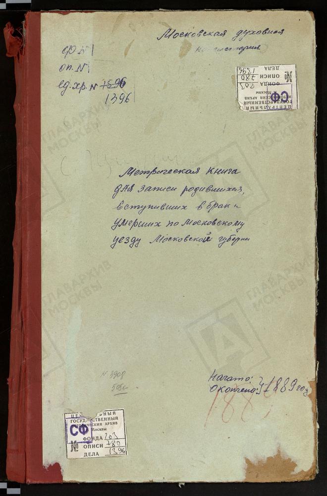 МЕТРИЧЕСКИЕ КНИГИ, МОСКОВСКАЯ ГУБЕРНИЯ, МОСКОВСКИЙ УЕЗД, ЧЕРКИЗОВО СЕЛО, СВ. ИЛЬИ ПРОРОКА ЦЕРКОВЬ (БЕЗ ТИТУЛА), ЧЕРНЕВО СЕЛО, УСПЕНСКАЯ ЦЕРКОВЬ. РОЖДЕСТВЕНО-ШАРАПОВО СЕЛО, РОЖДЕСТВА ХРИСТОВА ЦЕРКОВЬ. ЩИТНИКОВО СЕЛО, СВ. ДМИТРИЯ СЕЛУНСКОГО...