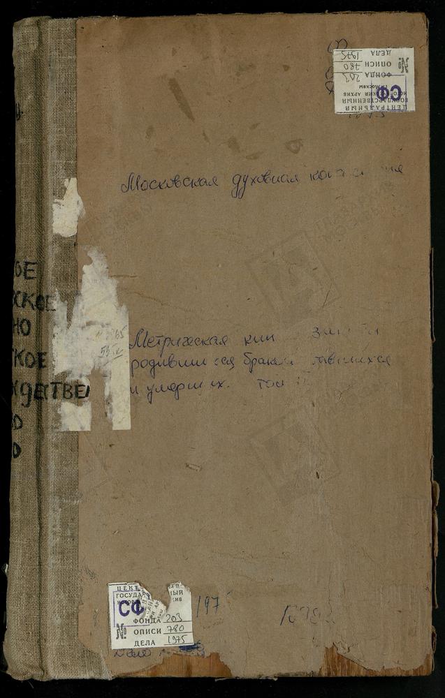 Метрические книги, Московская губерния, Бронницкий уезд, Кутузово село, Рождества Христова церковь. Марково село, Казанской Божьей Матери церковь. Мячково село, Рождества Богородицы церковь. Никитское село, Владимирской Божьей Матери церковь....