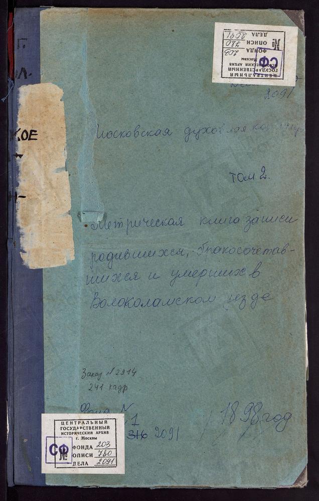 МЕТРИЧЕСКИЕ КНИГИ, МОСКОВСКАЯ ГУБЕРНИЯ, ВОЛОКОЛАМСКИЙ УЕЗД, ВОЛОЧАНОВО СЕЛО, ВОСКРЕСЕНСКАЯ ЦЕРКОВЬ (1914 Г.) ЛИХАЧЕВО СЕЛО, СВ. НИКОЛАЯ ЧУДОТВОРЦА ЦЕРКОВЬ (1898 Г.) СПАССКОЕ СЕЛО, ПРЕОБРАЖЕНСКАЯ ЦЕРКОВЬ (1898 Г.) ЧЕРЛЕНКОВО СЕЛО, СВ. НИКОЛАЯ...