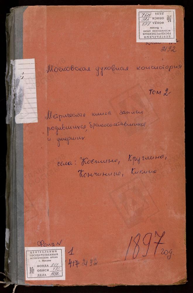 МЕТРИЧЕСКИЕ КНИГИ, МОСКОВСКАЯ ГУБЕРНИЯ, ДМИТРОВСКИЙ УЕЗД, КИКИНО СЕЛО, ПОКРОВСКАЯ ЦЕРКОВЬ. КОНЧИНИНО СЕЛО, СВ. МИХАИЛА АРХАНГЕЛА ЦЕРКОВЬ. КОСТИНО СЕЛО, ТИХВИНСКОЙ БМ ЦЕРКОВЬ. КРУГЛИНО СЕЛО, ТРОИЦКАЯ ЦЕРКОВЬ – Титульная страница единицы хранения