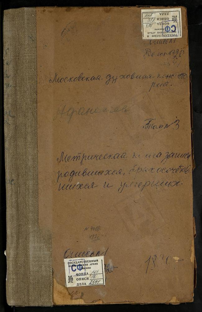 Метрические книги, Московская губерния, Коломенский уезд, Авдулово село, Покровская церковь. Аксиньино село, Св. Николая Чудотворца церковь. Алексеевское Большое село, Успенская церковь. Алешково село, Успенская церковь. Андреевка село, Св....