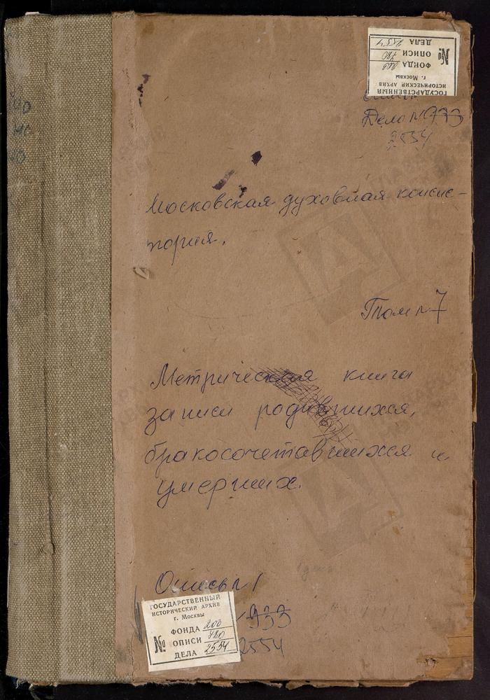 Метрические книги, Московская губерния, Коломенский уезд, Настасьино село, Сретенская церковь. Непецыно село, Знаменская церковь. Никульское село, Св. Николая Чудотворца церковь. Новое село, Воскресенская церковь. Оглоблино село, Троицкая...