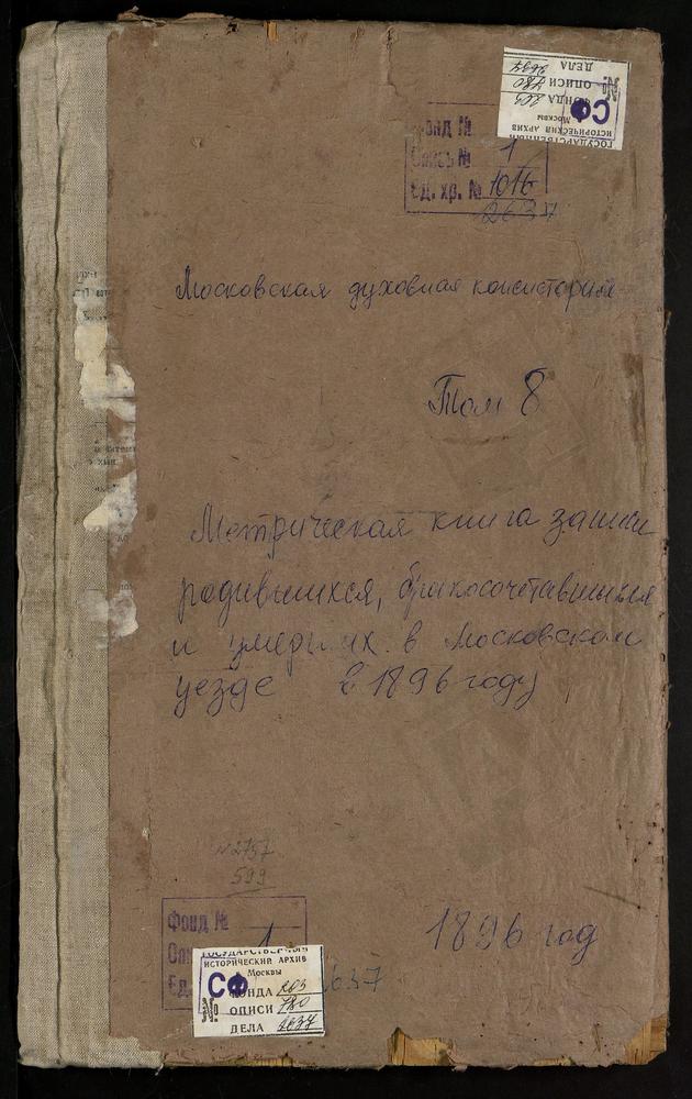 Метрические книги, Московская губерния, Московский уезд, Коньково село, Св. Сергия церковь. Сабурово село, Св. Николая Чудотворца церковь. Середниково село, Св. Алексея Митрополита церковь. Соколово село, Благовещенская церковь. Спасское-...