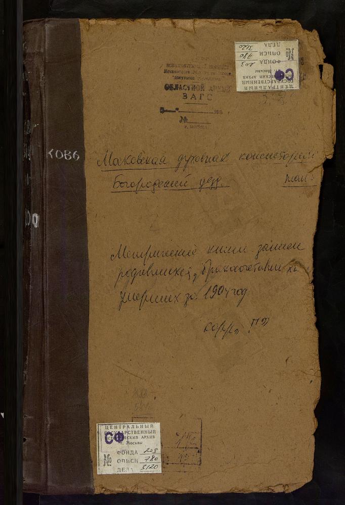 Метрические книги, Московская губерния, Богородский уезд, Богородск г., Тихвинская церковь. Глухово село, Троицкая церковь. – Титульная страница единицы хранения