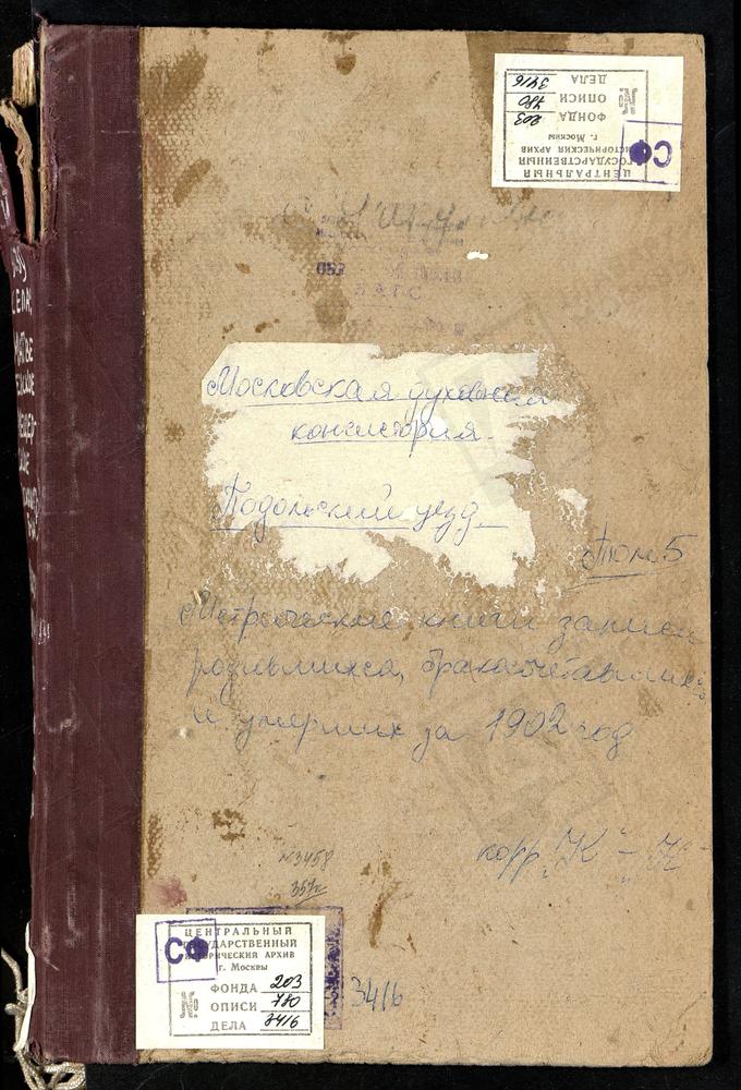 Метрические книги, Московская губерния, Подольский уезд, Матвеевское село, Благовещенская церковь. Мещерское село, Покровская церковь. Могутово село, Св. Сергия церковь. Молоди село, Воскресенская церковь. Никитское село, Св. Никиты Мученика...