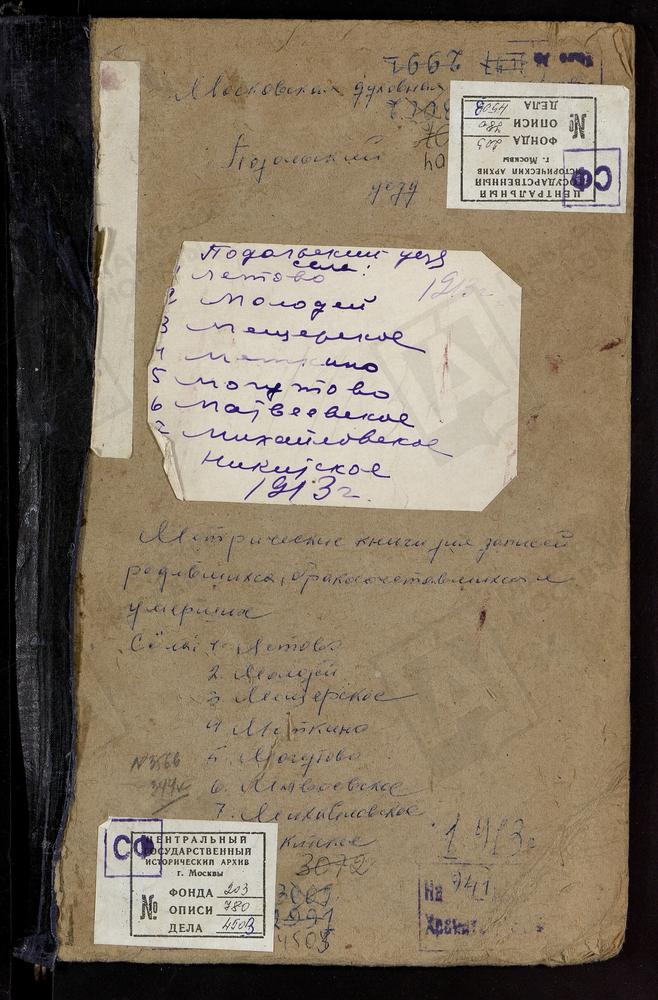 МЕТРИЧЕСКИЕ КНИГИ, МОСКОВСКАЯ ГУБЕРНИЯ, ПОДОЛЬСКИЙ УЕЗД, ЛЕТОВО СЕЛО, СВ. НИКОЛАЯ ЧУДОТВОРЦА ЦЕРКОВЬ. МАТВЕЕВСКОЕ СЕЛО, БЛАГОВЕЩЕНСКАЯ ЦЕРКОВЬ. МЕТКИНО СЕЛО, СВ. КОСМЫ И ДАМИАНА ЦЕРКОВЬ. МЕЩЕРСКОЕ СЕЛО (ПРИ ПСИХИАТРИЧЕСКОЙ БОЛЬНИЦЕ),...