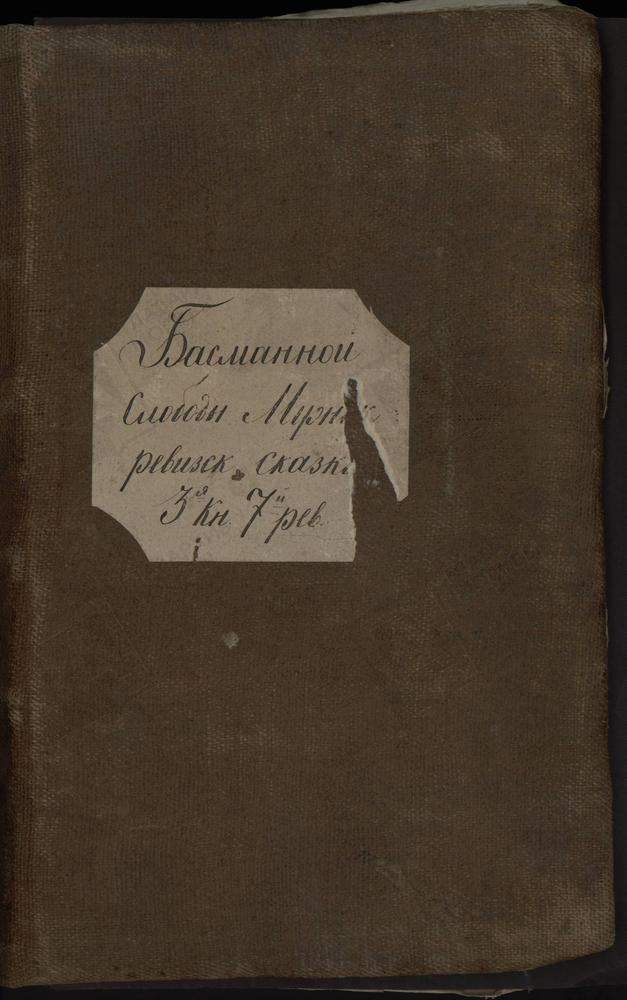 РЕВИЗСКИЕ СКАЗКИ, Книга ревизских сказок мещан Басманной слободы (кн.3) – Титульная страница единицы хранения