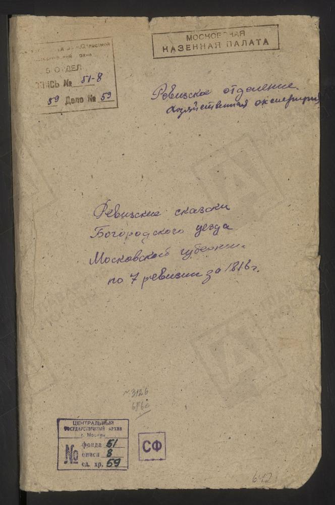 Ревизские сказки, Московская губерния, Богородский уезд, 7 ревизия, Ревизские сказки крестьян, принадлежащих помещикам с фамилиями на буквы "И" - "Л" Богородского у. по 7-й ревизии [Комментарии пользователей: Зотовых (без 2х первых листов),...